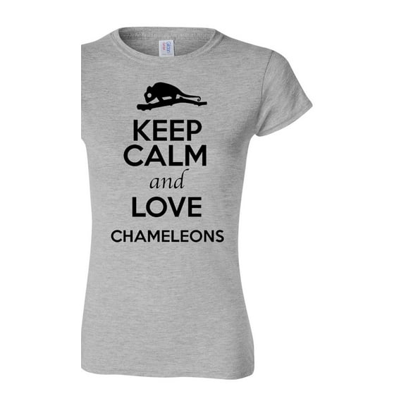 Junior Keep Calm And Love Chameleons Lizard Animal Lover T-Shirt Tee