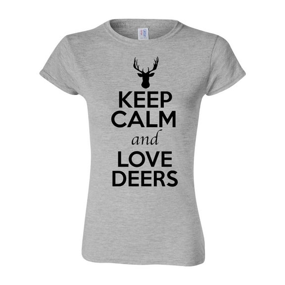 Junior Keep Calm And Love Deers Moose Animal Lover T-Shirt Tee