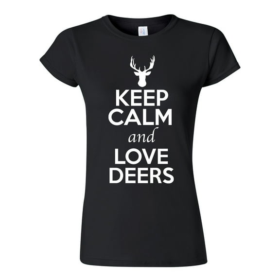 Junior Keep Calm And Love Deers Moose Animal Lover T-Shirt Tee