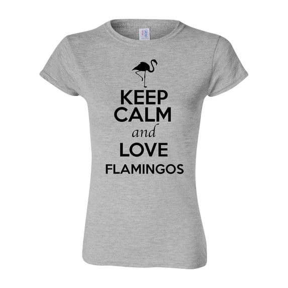 Junior Keep Calm And Love Flamingos Bird Animal Lover T-Shirt Tee