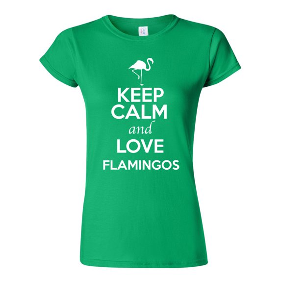 Junior Keep Calm And Love Flamingos Bird Animal Lover T-Shirt Tee