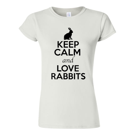 Junior Keep Calm And Love Rabbits Bunny Animal Lover T-Shirt Tee