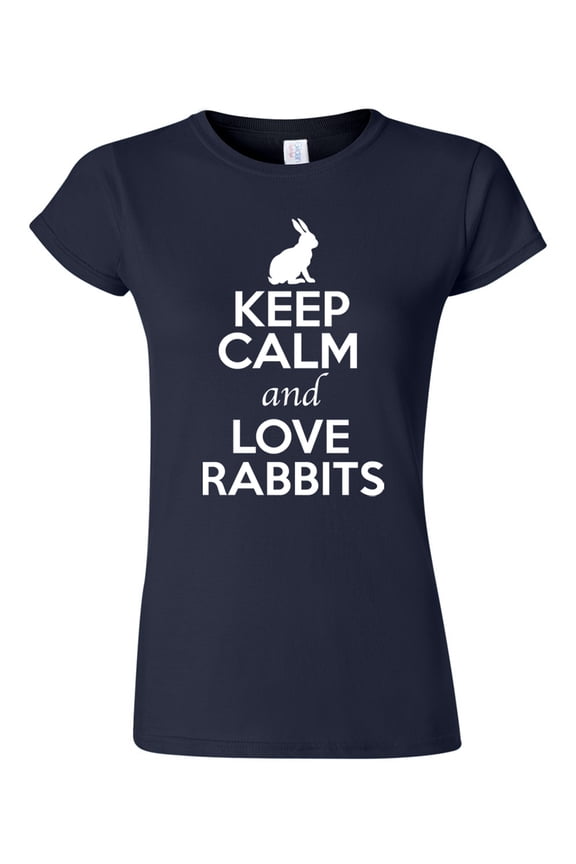 Junior Keep Calm And Love Rabbits Bunny Animal Lover T-Shirt Tee