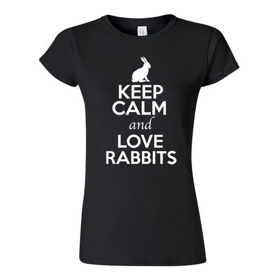 Junior Keep Calm And Love Rabbits Bunny Animal Lover T-Shirt Tee
