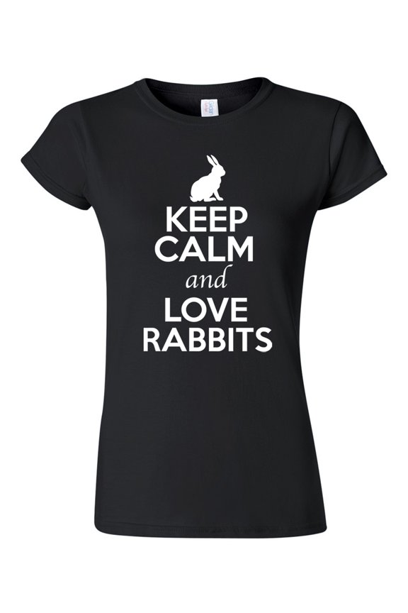 Junior Keep Calm And Love Rabbits Bunny Animal Lover T-Shirt Tee