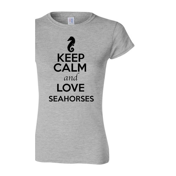 Junior Keep Calm And Love Seahorses Sea Monster Animal Lover T-Shirt Tee
