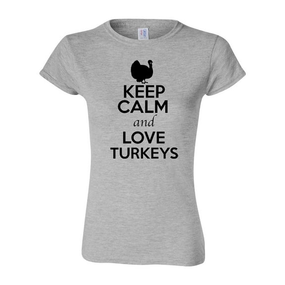 Junior Keep Calm And Love Turkeys Bird Animal Lover T-Shirt Tee