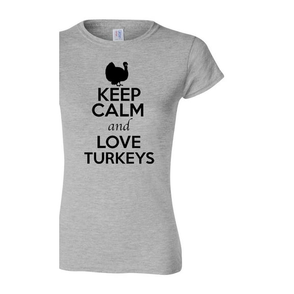 Junior Keep Calm And Love Turkeys Bird Animal Lover T-Shirt Tee