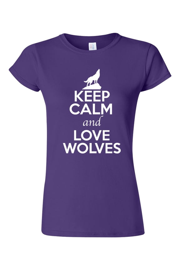 Junior Keep Calm And Love Wolves Wolf Animal Lover T-Shirt Tee