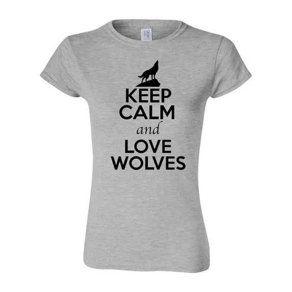 Junior Keep Calm And Love Wolves Wolf Animal Lover T-Shirt Tee