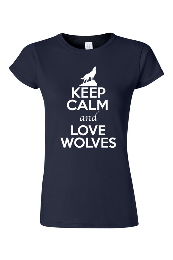 Junior Keep Calm And Love Wolves Wolf Animal Lover T-Shirt Tee