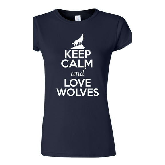 Junior Keep Calm And Love Wolves Wolf Animal Lover T-Shirt Tee