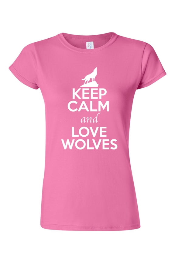 Junior Keep Calm And Love Wolves Wolf Animal Lover T-Shirt Tee