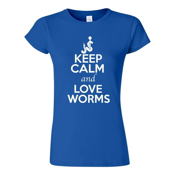 Junior Keep Calm And Love Worms Fishing Animal Lover T-Shirt Tee