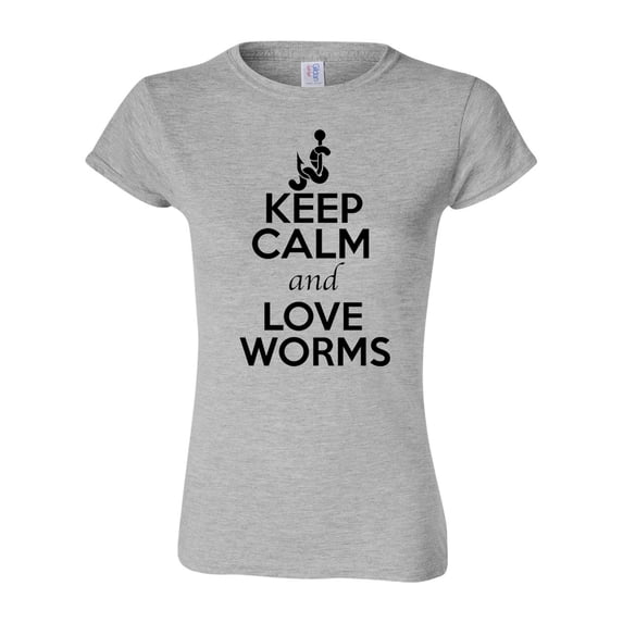 Junior Keep Calm And Love Worms Fishing Animal Lover T-Shirt Tee