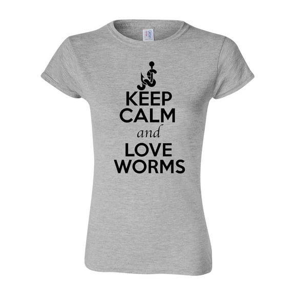 Junior Keep Calm And Love Worms Fishing Animal Lover T-Shirt Tee