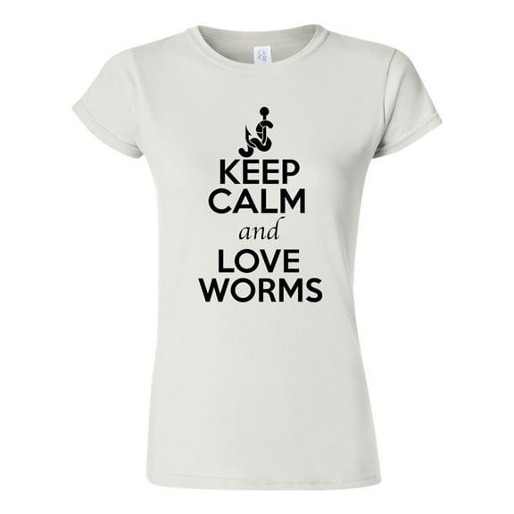 Junior Keep Calm And Love Worms Fishing Animal Lover T-Shirt Tee