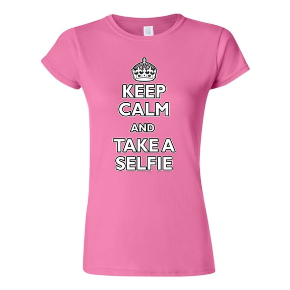 Junior Keep Calm And Take A Selfie Crown Funny Humor DT T-Shirt Tee
