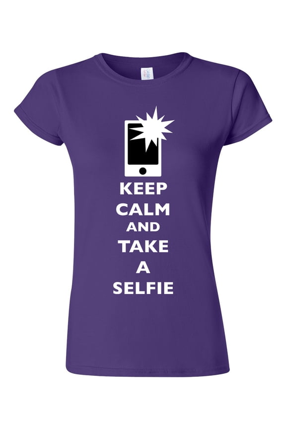 Junior Keep Calm And Take A Selfie Flash Phone Camera Picture Funny DT T-Shirt Tee