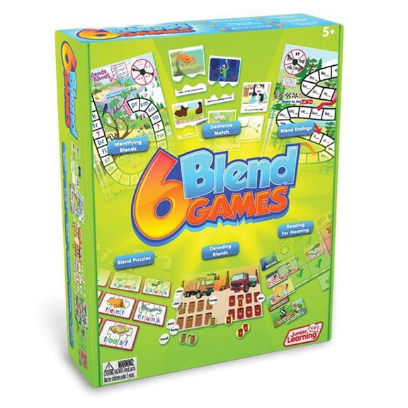 Junior Learning 6 Blend Games for Grade PK Plus, Multi Color