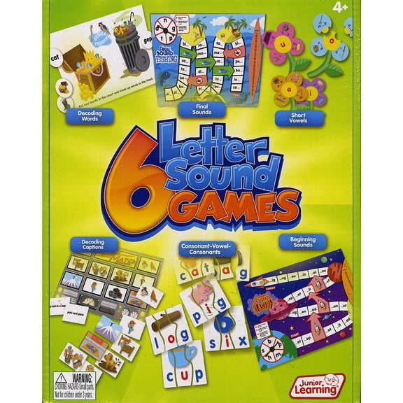 6 Letter Sound Games Junior Learning Board Game for Ages 4-5 Kindergarten Learning, Language Arts Letter Sounds, Perfect for Home School, Educational Resources