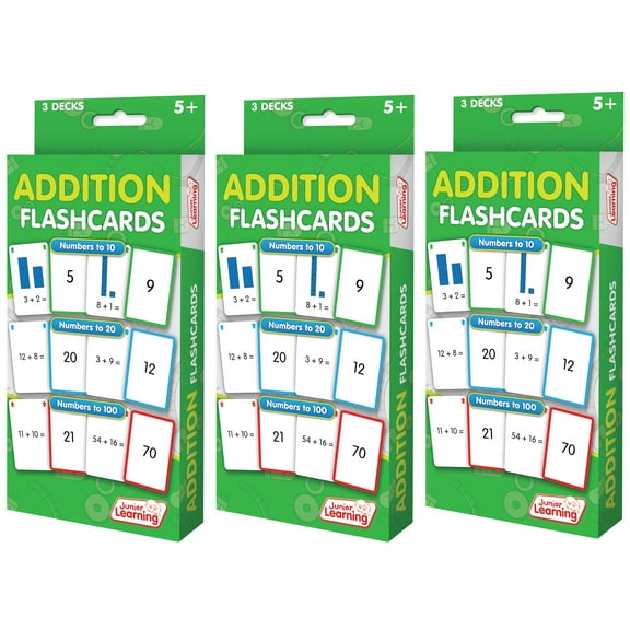 Junior Learning Addition Flashcards 3 Sets Per Pack 3 Packs (JRL204-3)