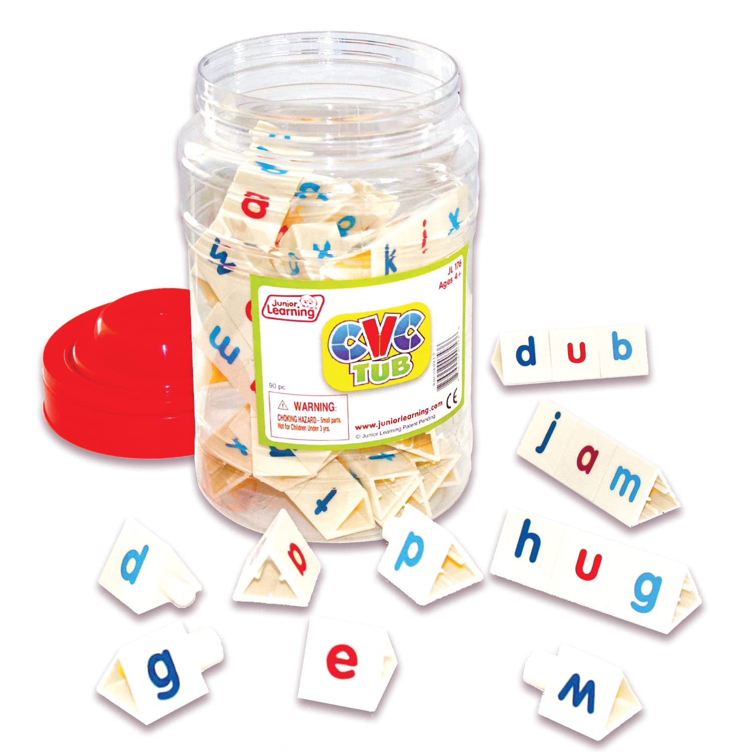 Junior Learning CVC TriBlocks Tub, 90 Blocks, Ages 45, Phonemic