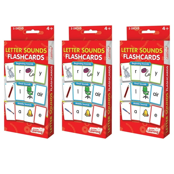Junior Learning Letter Sound Flashcards, 3 Sets Per Pack, 3 Packs