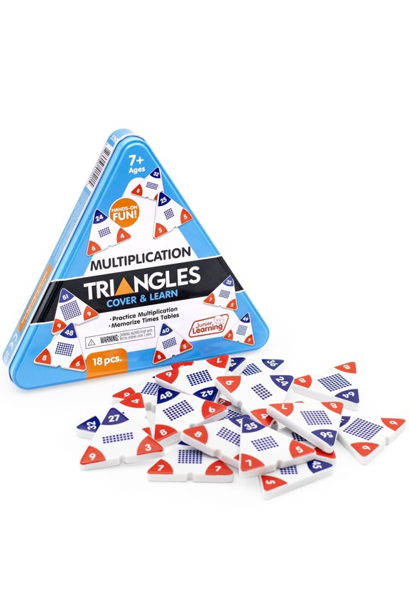 : Multiplication Triangles - Cover & Learn, Memorize Multiplication-Division Equations, Color-Coded Visual Math Manipulative, Melamine