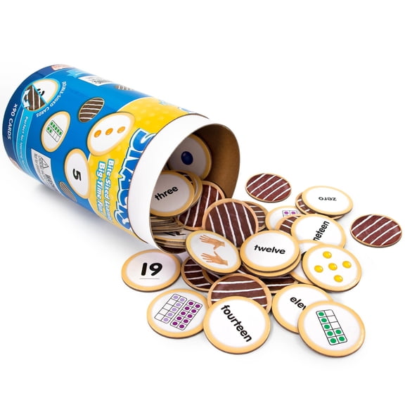 Junior Learning: Number Snacks - Early Math Counting Recognition Game, Multiple Number Formats, Visual Play, Cookie Theme Double-Sided Cards, Kids 4+