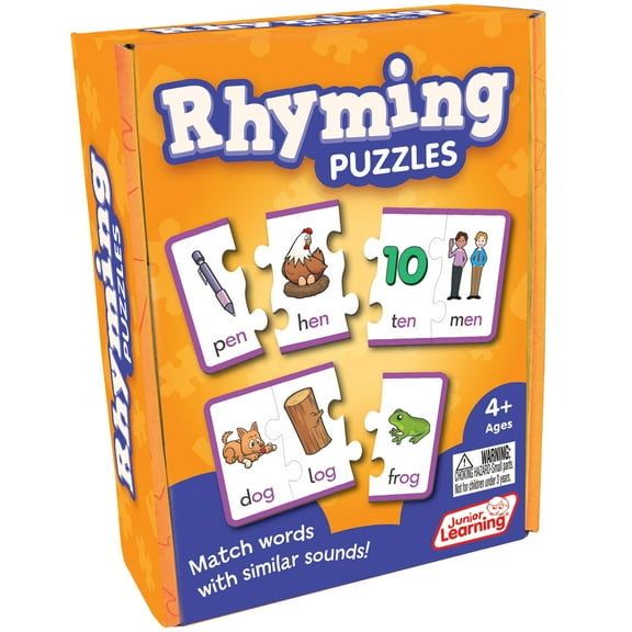 Junior Learning Rhyming Puzzles Educational Learning Set- Match Words with Similar Sounds