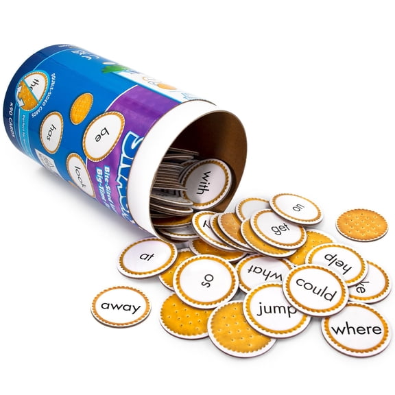 Junior Learning: Sight Word Snacks - Set 1 - Word & Reading Recognition Practice, Cracker Theme Double-Sided Cards, Multi Game Play Options, Kids 5+
