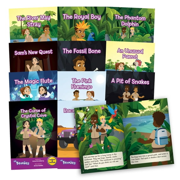 Junior Learning: The Beanies Diversity - Phase 5 - Hi-Lo Decodables, 12 Book Set, Letter Patterns, Week-By-Week Progression, Kids Reading Development