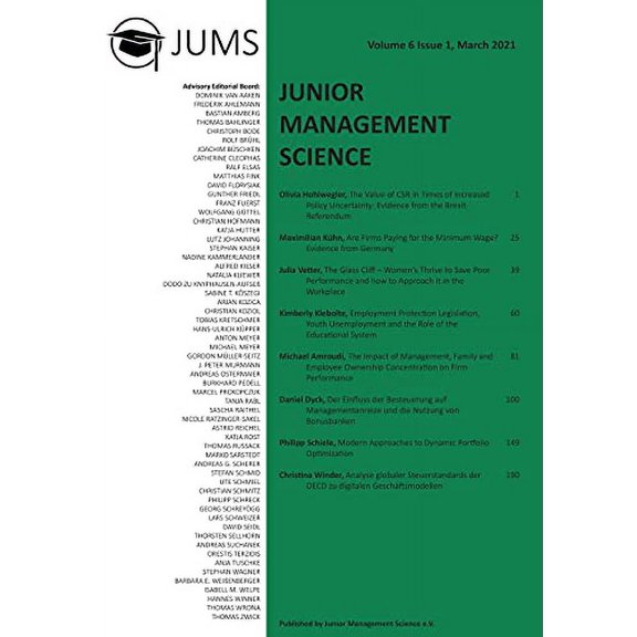 Junior Management Science, Volume 6, Issue 1, March 2021 (Paperback)