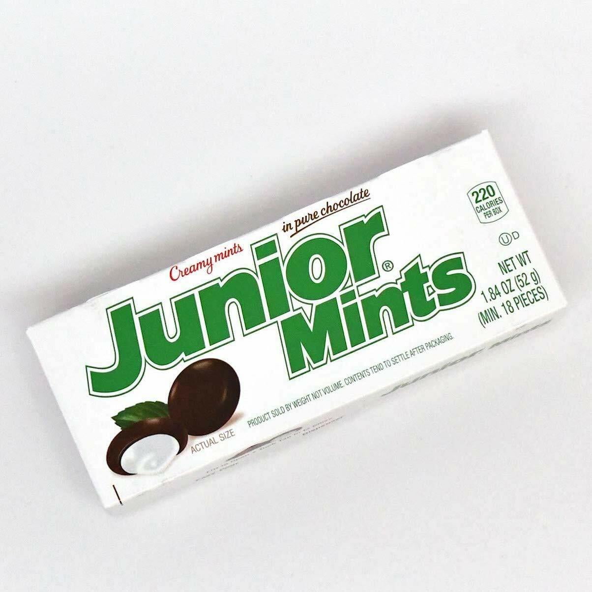 Junior Mints 1.84oz Boxes 4 Count choc covered creamy mints