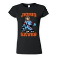 thumbnail image 1 of Junior New Jesus Saves Hockey Jersey Puck Sports Funny DT T-Shirt Tee, 1 of 2