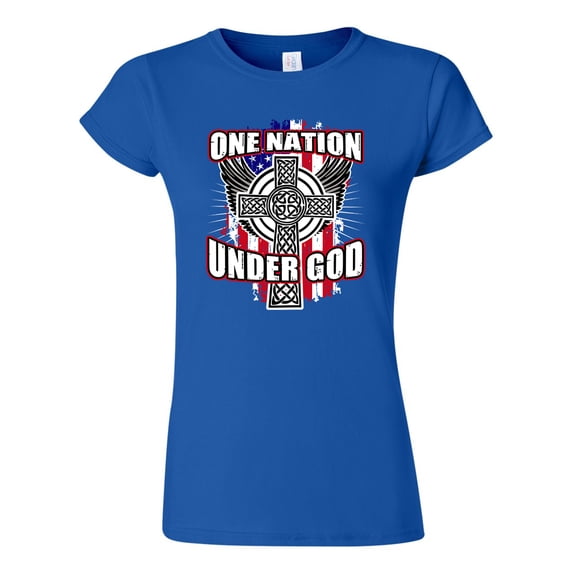 Junior One Nation Under God Cross USA America Patriotic DT T-Shirt Tee