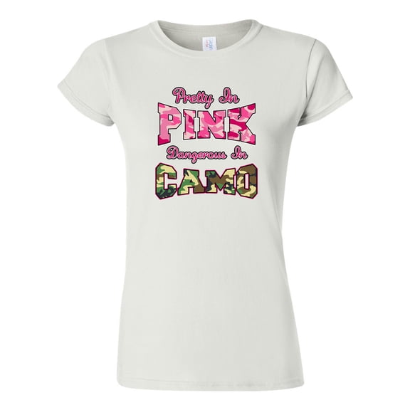 Junior Pretty In Pink Dangerous In Camo Funny DT T-Shirt Tee