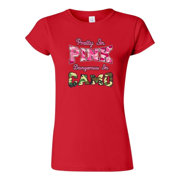 Junior Pretty In Pink Dangerous In Camo Funny DT T-Shirt Tee
