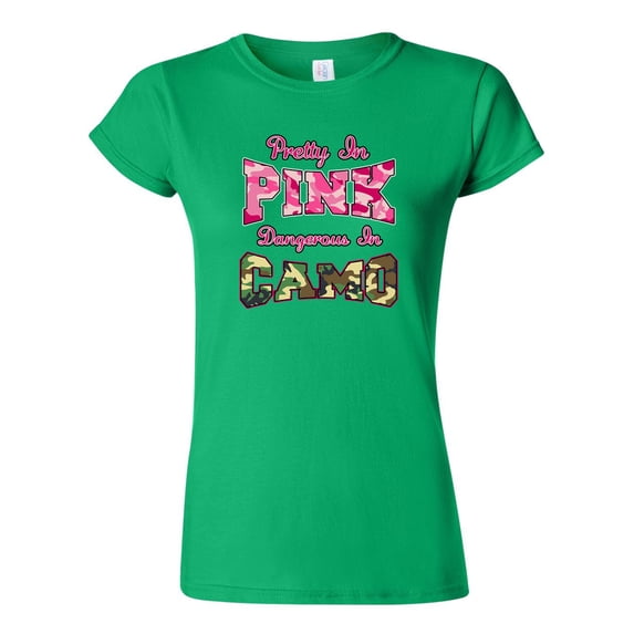 Junior Pretty In Pink Dangerous In Camo Funny DT T-Shirt Tee