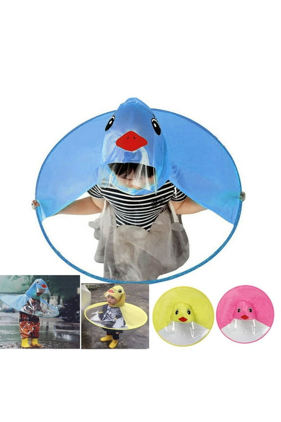 Junior Raincoat with Umbrella Hat Waterproof Toddler Rain Jacket Hooded Playwear for Outdoor Play and Campus Commutes Sopatenor