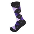 thumbnail image 1 of Junior Ring Bearer Boy's Argyle Plaid Scottish Tartan Socks In Black with  Purple and Lavender Color, 1 of 1