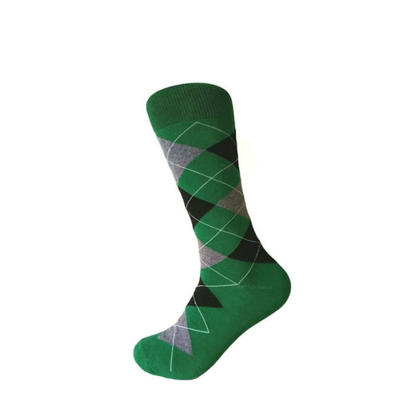 Junior Ring Bearer Boy's Argyle Plaid Scottish Tartan Socks In Irish Green with Black and Gray Color