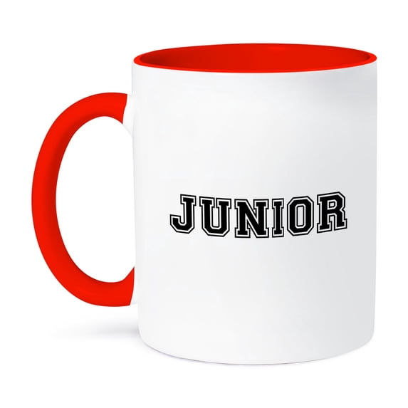 3dRose, Junior - school year souvenir or Jr nickname gift - black preppy text - college high school gifts, 11oz Two-Tone Red Mug