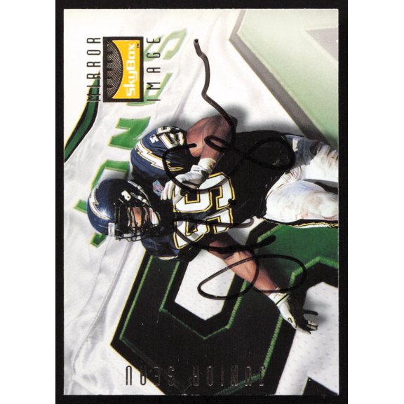 Junior Seau & Marvin Jones Autographed 1995 Skybox Mirror Image Card #158 SKU #260108