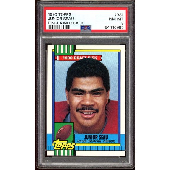 Junior Seau Rookie Card 1990 Topps #381 PSA 8