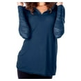 thumbnail image 1 of Kavio! Junior Sheer Jersey Two-Fer Contrast Burnout Long Sleeve Hoodie Indigo XL, 1 of 2