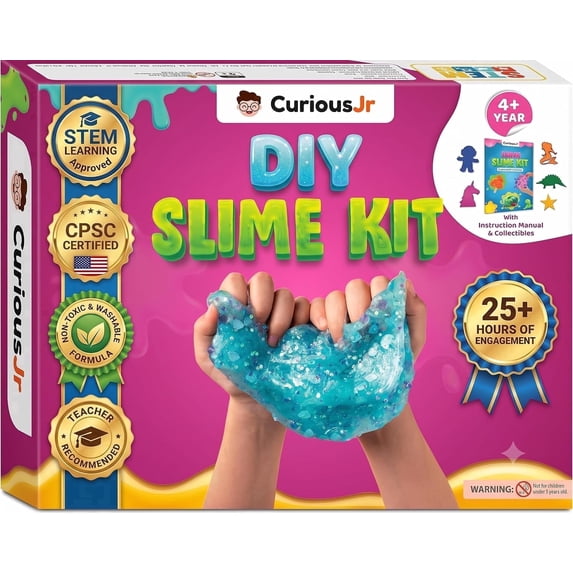 Junior Slime Kit for Kids, 15+ Activities with Instruction Manual, Glitter, Confetti & 4 Moulds, Slime Making Kit for 4+ Years Boys & Girls