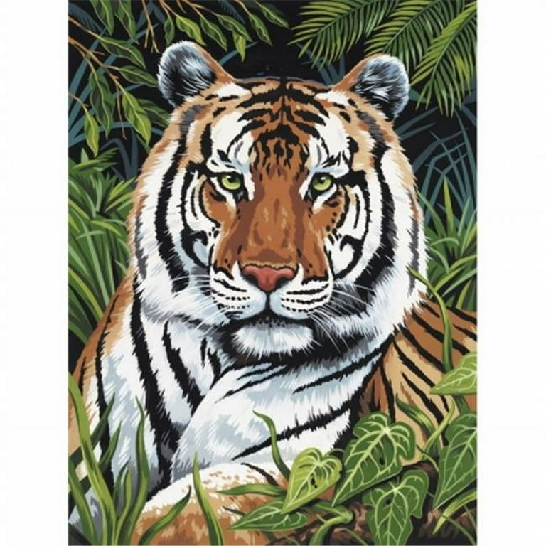 Junior Small Paint By Number Kit 8.75x11.75-tiger In Hiding 