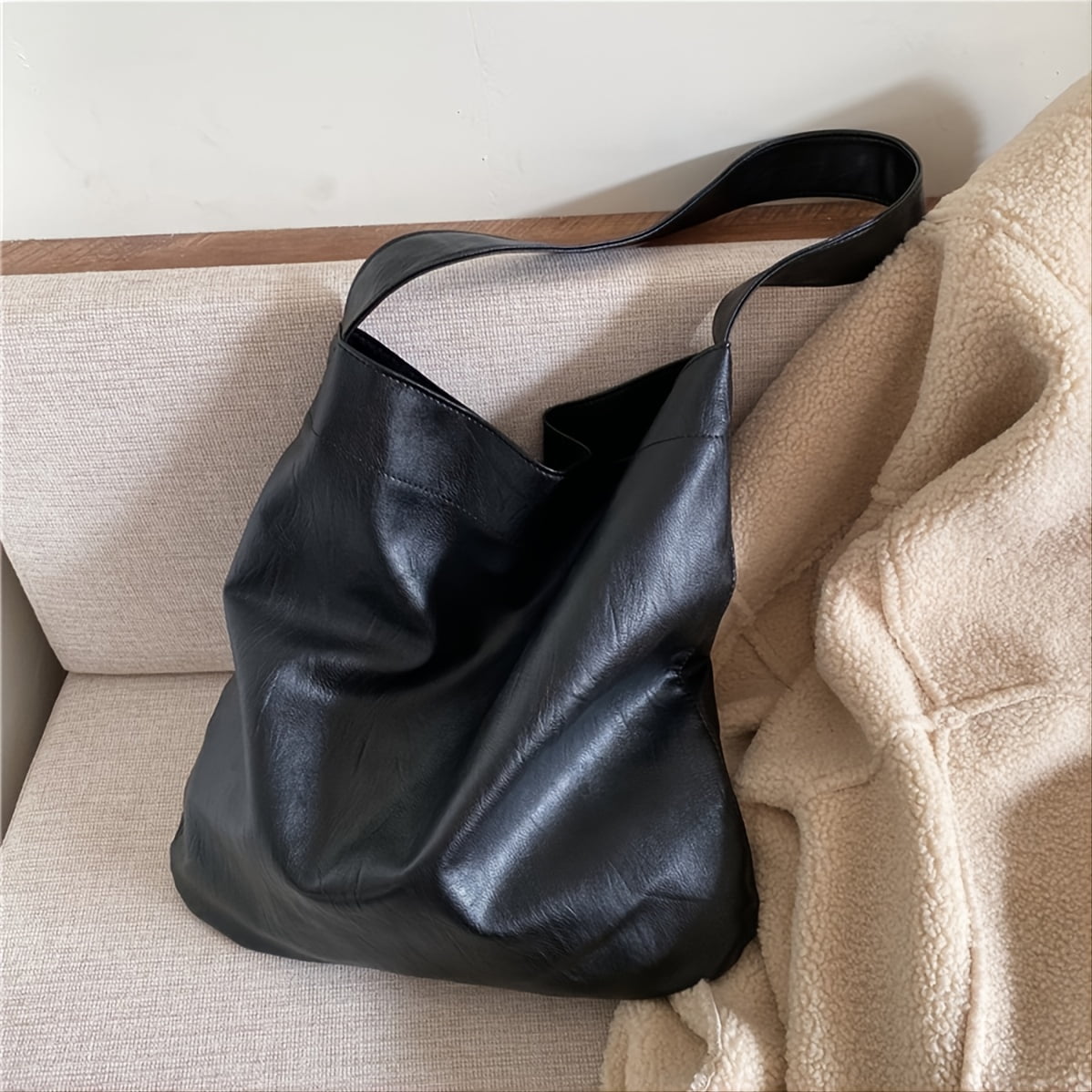 TOLEDANO large black brown leather purse with shoulder strap | eBay